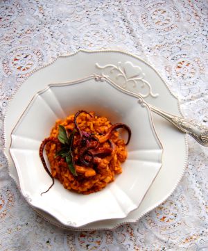 Recette Risotto au Safran & Poulpe au vin