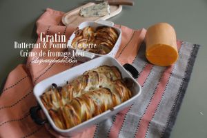 Recette Gratin de butternut et pommes de terre crème de fromage bleu