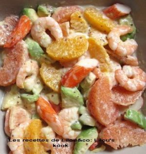 Recette Salade agrumes, avocat crevettes