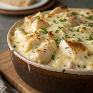 Recette Creamy Garlic Cheesy Chicken Potato – One-Pan Comfort Meal