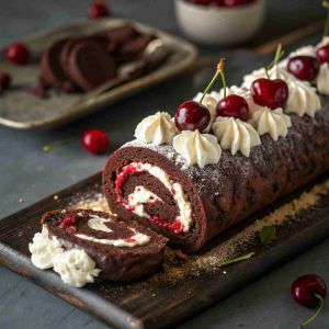 Recette Black Forest Cake Roll – Chocolate Cherry Roulade