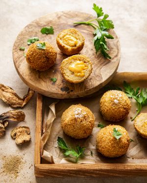 Recette Croquettes de pommes de terre à la poudre de cèpes et cheddar végétal