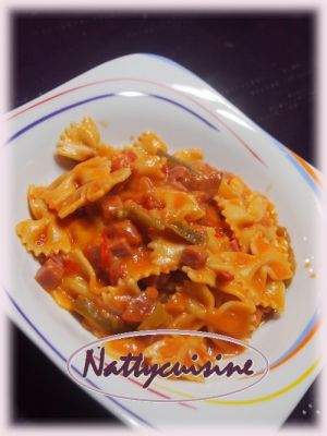 Recette Farfalle au chorizo et poivrons (Cookéo)