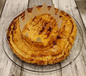 Recette Galette des rois crème d'amandes, pomme et framboise