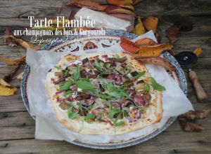 Recette Tarte flambée aux champignons des bois et gorgonzola