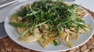 Recette Carpaccio d'artichauts et roquette: une recette crue et vegan