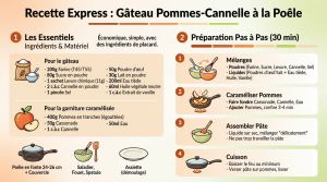 Recette Gâteau pommes cannelle poêle : la recette sans four