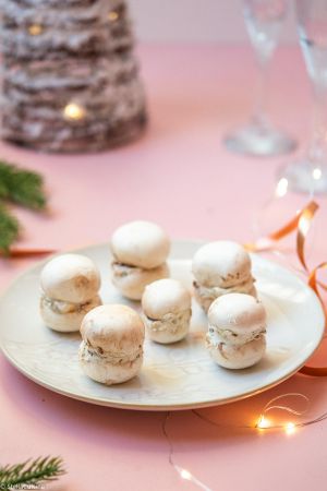 Recette Noël végétarien : Macarons de champignons au fromage frais