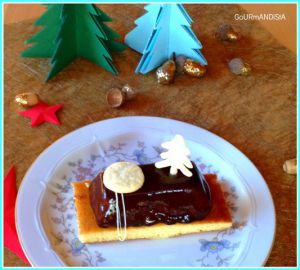 Recette Mini bûche individuelle aux trois chocolats et biscuit madeleine à la fève tonka