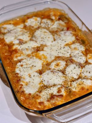 Recette Gratin de riz façon pizza
