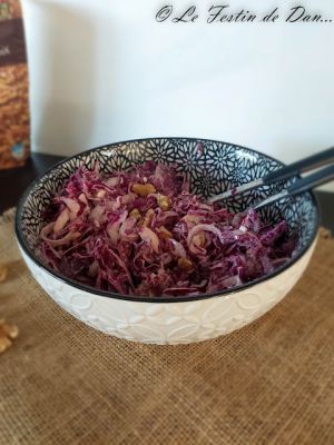 Recette Salade de Chou rouge, Echalote, Noix et Fort végan