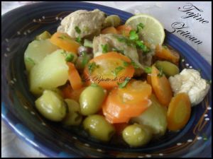 Recette Tajine Zeitoun (Tajine aux olives avec poulet ,pommes de terre , carottes )