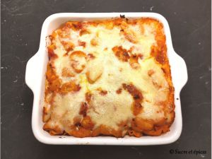 Recette Gratin de pâtes double fromage en sauce tomates - Recette en vidéo