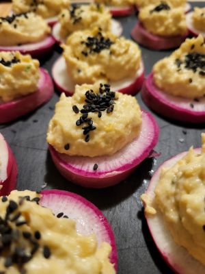 Recette Amuse-bouche de radis et houmous