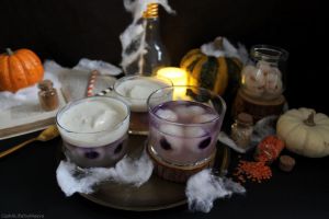 Recette Verrines d'Halloween : gelée de litchis et mousse de poire (vegan)