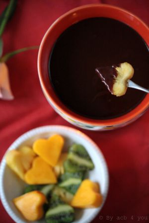 Recette Fondue au chocolat, coco et poivre {vegan} to my Valentine