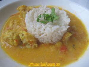 Recette Lotte pochee coco fenouil curcuma