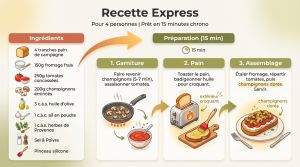 Recette Tartines tomates champignons [prête en 15 min]