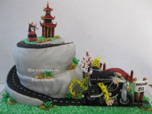 Recette Gâteau "Marsupilami en Moto au Japon" en Pâte à Sucre