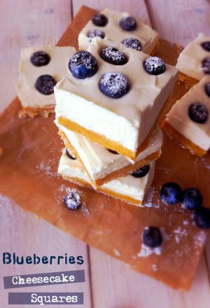 Recette Cheesecake squares mascarpone et myrtille