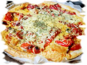 Recette Tourte poivrons tomates oignons ail thym