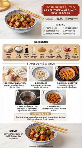 Recette Tofu Général Tao à la friteuse à air chaud : recette facile