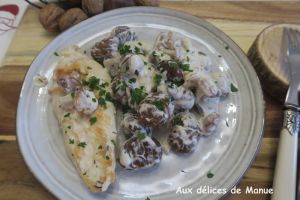 Recette Blanc de poulet aux giroles et châtaignes