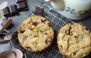 Recette Cookies chocolat pistaches #sansoeuf #sansbeurre