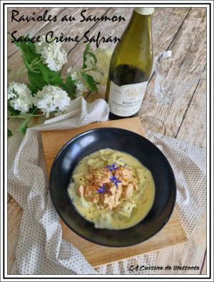 Recette Ravioles au saumon et crevettes sauce crème safran