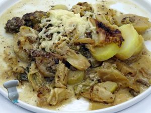 Recette Gratin pommes de terre, boeuf et chou