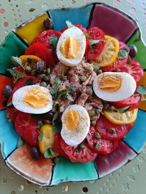 Recette Salade de tomates au thon & aux oeufs