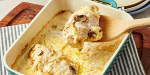 Recette Baked Asiago Chicken and Mushrooms