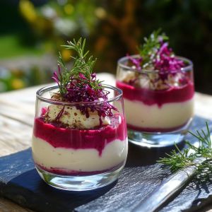 Recette Créez une Explosion de Saveurs avec cette Recette Facile de Verrine de Chèvre Frais et Betterave