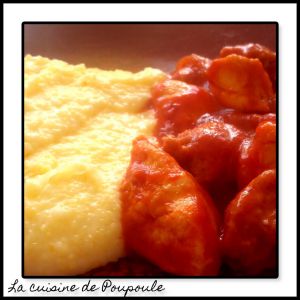 Recette Râgout saucisse poulet et sa polenta (sans gluten)