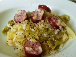 Recette Risotto au chou et saucisse montbéliard