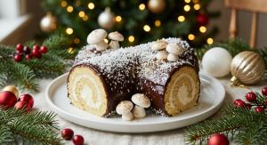 Recette Bûche de Noël légère à la délicate crème de banane, un dessert festif et gourmand