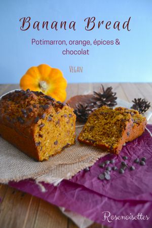 Recette Banana bread au potimarron, orange, épices et pépites de chocolat (vegan)