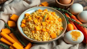 Recette Risotto d’orge : potiron, carotte, curcuma et thym