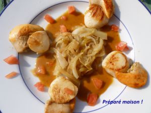 Recette St-Jacques sauce safran, fenouil confit