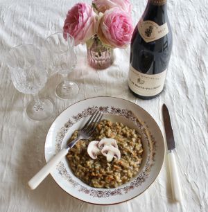 Recette Côtes de Nuits Villages, risotto poulet et champignons