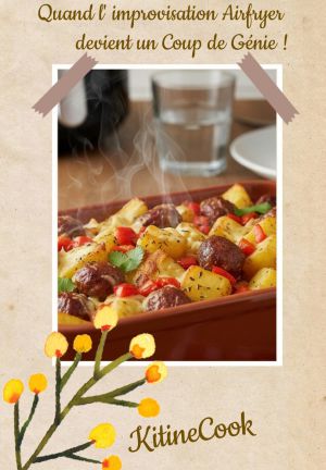 Recette Merguez, pommes de terre et poivrons au airfyer