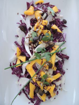 Recette Salade mangue, fenouil et compagnie {beaucoup de compagnie}