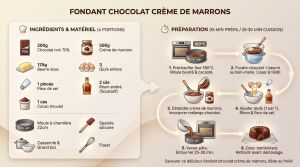 Recette Fondant chocolat crème de marrons sans farine : recette