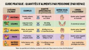 Recette Tableau des quantités d’aliments par personne : guide pratique
