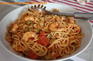 Recette Spaghetti aux crevettes et fenouil