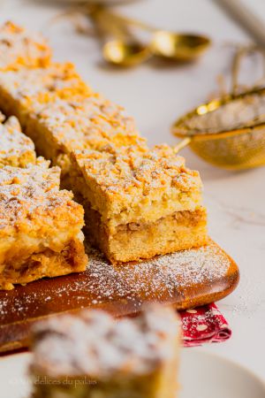 Recette Gâteau crumble aux pommes et crème pâtissière