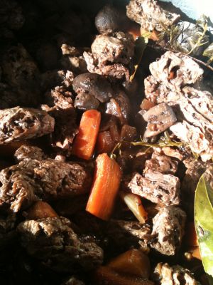 Recette Vegan food.Le boeuf -carotte pour végétarien:protéines de soja,champignons de paris,carottes.Végan food