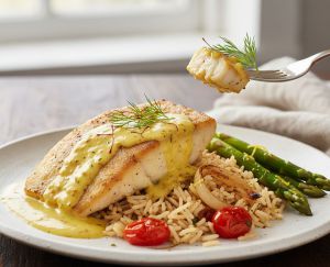 Recette Queue de lotte safranée à la sauce moutarde : recette facile et savoureuse