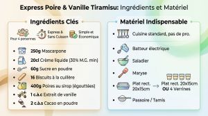 Recette Tiramisu poire vanillée recette express et sans cuisson