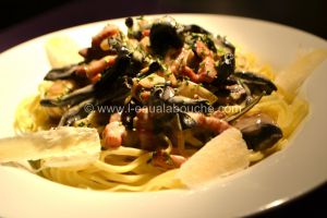 Recette Spaghetti Aux Trompettes De La Mort Et Lardons